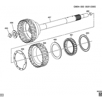 (GM04-583) - 2004-2009 E    (M82) (5L40E) INPUT SUN GEAR SHAFT AND FORWARD SPRAG  