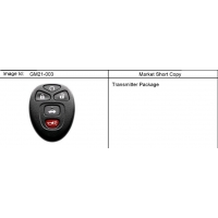(GM21-003) 2007-2010 CK107,109,209(06) TRANSMITTER PKG/REMOTE CONTROL DOOR LOCK (W/O INFO DISPLAY)